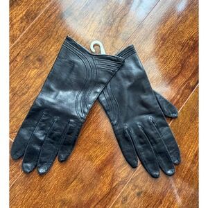 Classique Vintage Black Washable Leather Gloves Made in Italy Decorative Stitch